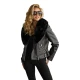 Moteriška juoda odinė striukė su kailiuku Laser Moteriškos striukės