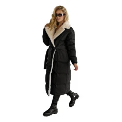 Moteriškas dygsniuotas juodos spalvos striukė Charlot