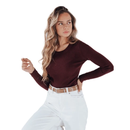 Moteriškas bordo megztinis Gino Palaidinės ir marškiniai