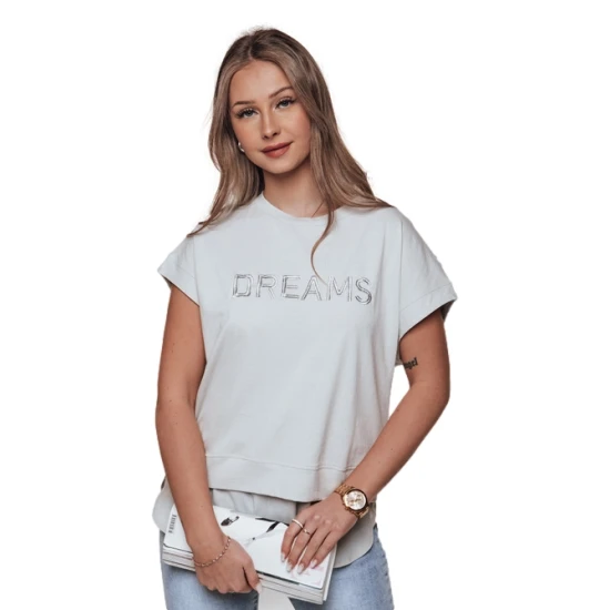 Moteriški šviesiai pilkos spalvos marškinėliai Dreams Marškinėliai su užrašais