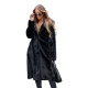 Moteriška ilga juoda žieminė striukė iš dirbtinio kailio Vesta