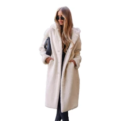 Moteriška ilga rusva žieminė striukė iš dirbtinio kailio Vesta