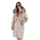 Moteriška ilga žieminė striukė su kailiuku smėlio spalvos Velis Moteriškos striukės