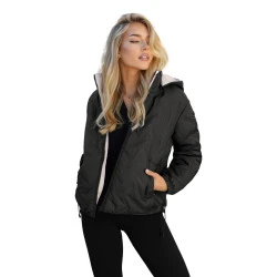 Moteriška juoda su rusvu gobtuvu striukė Lamir