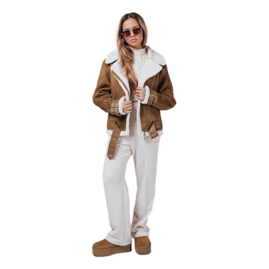 Moteriška ruda striukė su kailiuku Lever Moteriškos striukės