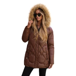 Moteriška žieminė rudos spalvos striukė Verni