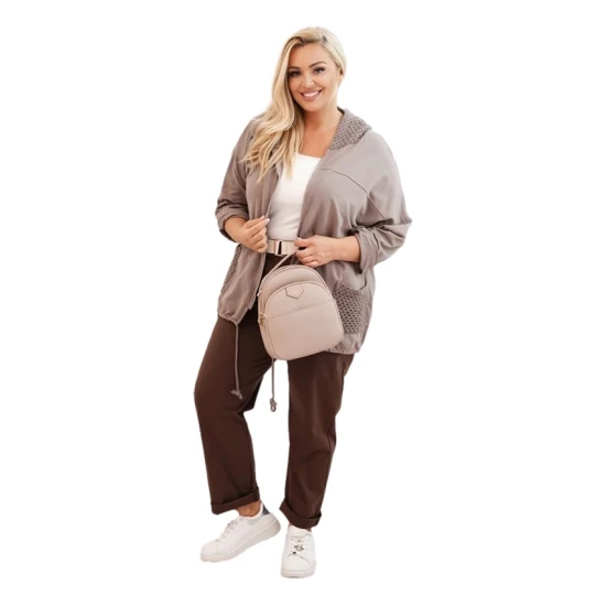 Moteriškas pilkas megztinis su gobtuvu Alba Moteriški megztiniai