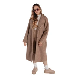 Moteriškas rudas ilgas avikailio paltas Tomson