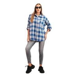 Moteriški mėlyni languoti marškiniai Copo