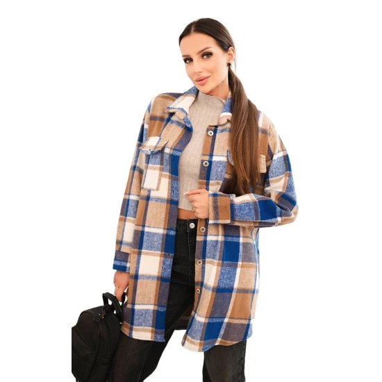 Moteriški mėlyni languoti marškiniai Veste Palaidinės ir marškiniai