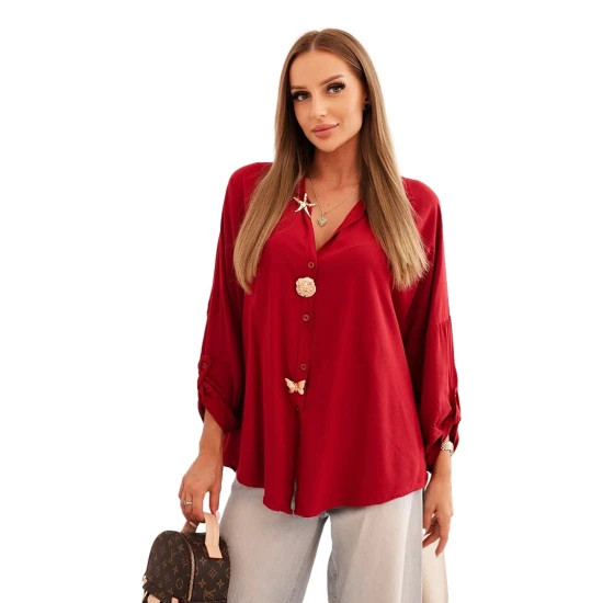Moteriški raudonos spalvos marškiniai Lens Palaidinės ir marškiniai