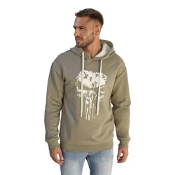 Vyriškas chaki džemperis su gobtuvu  Skull