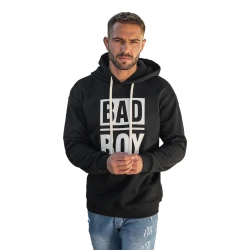 Vyriškas juodas džemperis su gobtuvu Bad