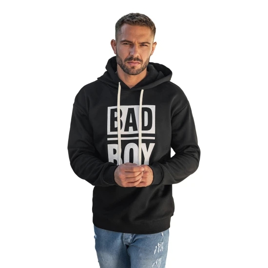 Vyriškas juodas džemperis su gobtuvu Bad Džemperiai su gobtuvu