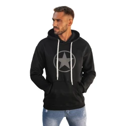 Vyriškas juodas džemperis su gobtuvu Militry