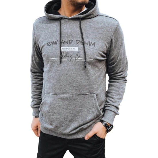 Vyriškas pilkas džemperis su gobtuvu Denim Vyriški džemperiai su gobtuvu