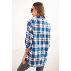 Moteriški mėlyni languoti marškiniai Copo