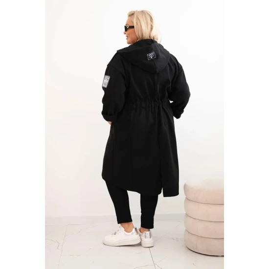 Moteriškas juodas paltas Lino Moteriškos striukės