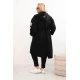 Moteriškas juodas paltas Lino Moteriškos striukės