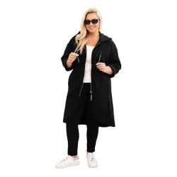 Moteriškas juodas paltas Lino