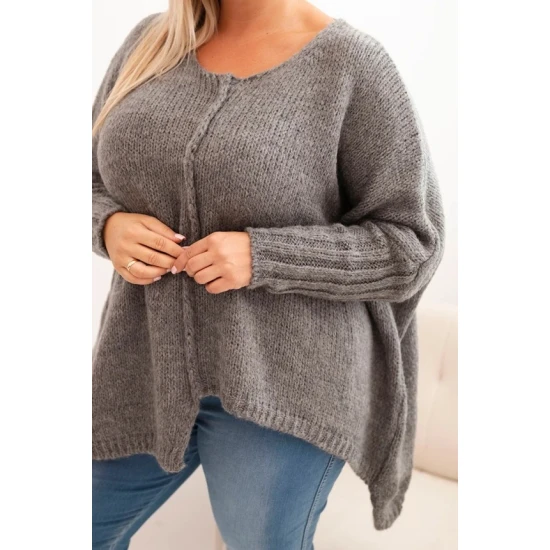 Moteriškas tamsiai pilkas megztinis Lori PLIUS dydis moterims