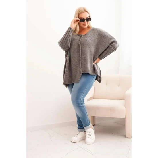 Moteriškas tamsiai pilkas megztinis Lori PLIUS dydis moterims
