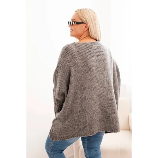 Moteriškas tamsiai pilkas megztinis Lori PLIUS dydis moterims