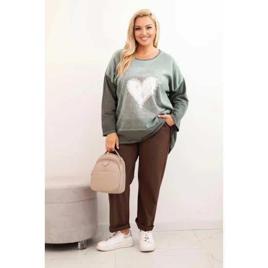 Moteriškas chaki megztinis Love Moteriški megztiniai