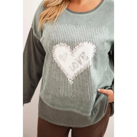 Moteriškas chaki megztinis Love Moteriški megztiniai