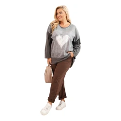 Moteriškas tamsiai pilkas megztinis Love