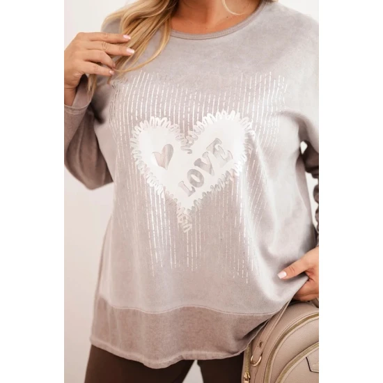 Moteriškas pilkas megztinis Love Moteriški megztiniai