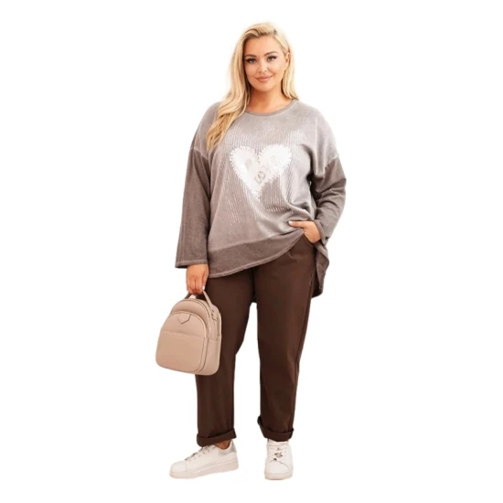 Moteriškas rusvas megztinis Love Moteriški megztiniai