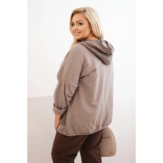 Moteriškas pilkas megztinis su gobtuvu Alba Moteriški megztiniai