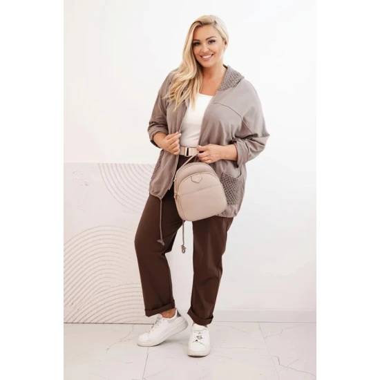 Moteriškas pilkas megztinis su gobtuvu Alba Moteriški megztiniai