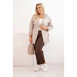 Moteriškas rusvas megztinis su gobtuvu Alba