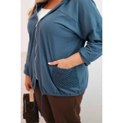 Moteriškas mėlynas megztinis su gobtuvu Alba