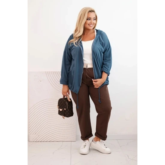 Moteriškas mėlynas megztinis su gobtuvu Alba Moteriški megztiniai