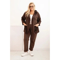 Moteriškas rudas megztinis su gobtuvu Alba