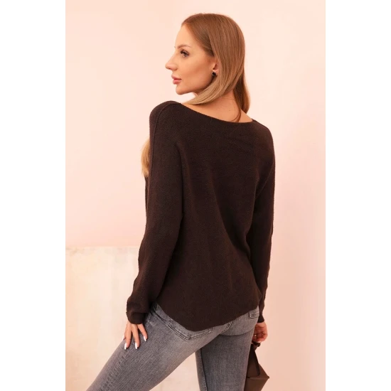 Moteriškas tamsiai ruda megztinis Remo Moteriški megztiniai