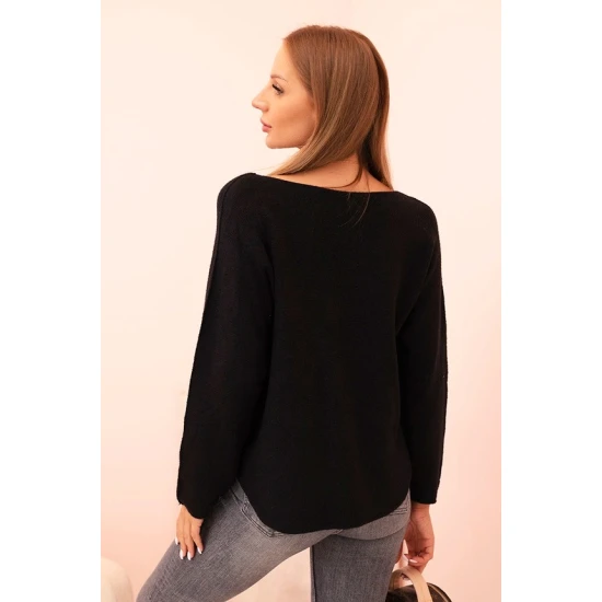 Moteriškas juodas megztinis Remo Moteriški megztiniai