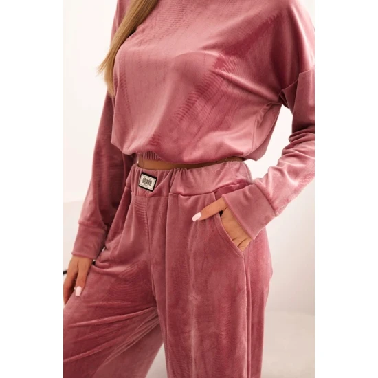 Moteriškas rožinis aksominis komplektas Rizo Moteriški komplektai