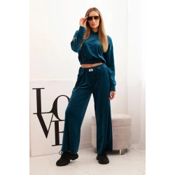 Moteriškas tamsiai mėlynas aksominis komplektas Rizo