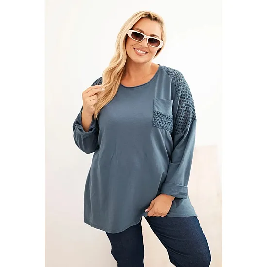 Niebieski sweter damski z wzorem Stelo Swetry damskie
