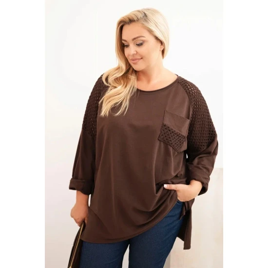 Moteriškas rudas megztinis su raštu Stelo Moteriški megztiniai