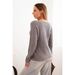 Moteriškas tamsiai pilkos spalvos megztinis Romil