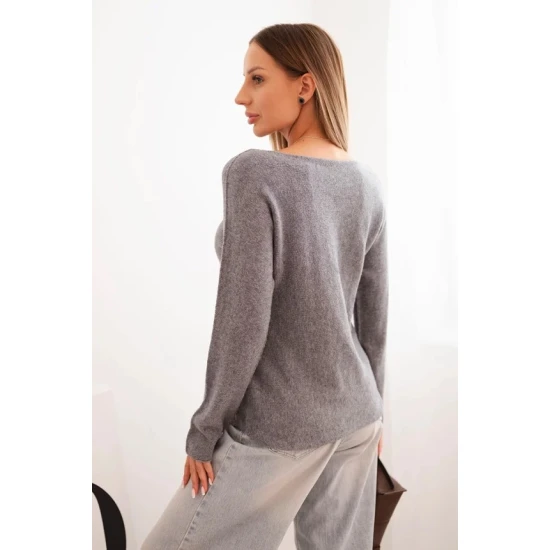 Moteriškas tamsiai pilkos spalvos megztinis Romil Moteriški megztiniai