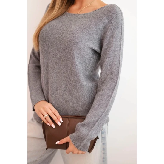 Moteriškas tamsiai pilkos spalvos megztinis Romil Moteriški megztiniai