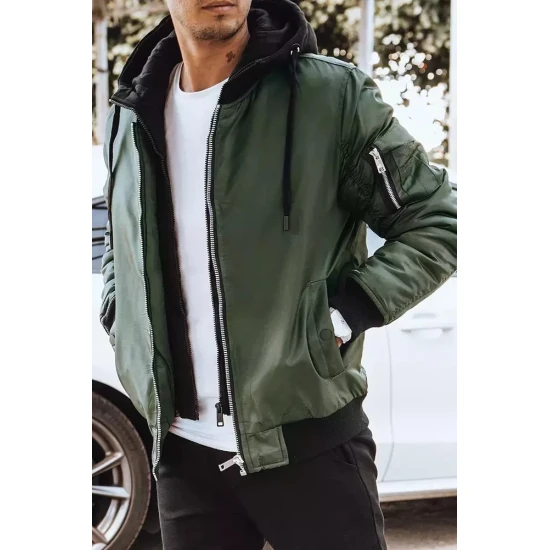 Vyriška žalia striukė su gobtuvu Moon Rudeninės / Pavasarinės