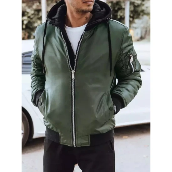 Vyriška žalia striukė su gobtuvu Moon Rudeninės / Pavasarinės