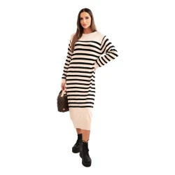 Moteriška dryžuota rusva suknelė Ender